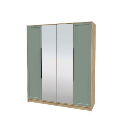 Шкаф распашной Тренд КТ-Ш4 (з) (Дуб золотой ЛДСП/ Мята ЛМДФ) Ш1800 В2128 Г547